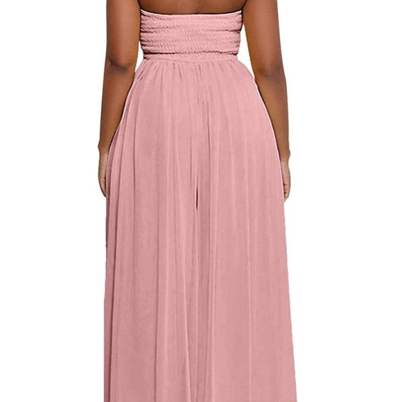 Rose Pink Strapless Wide-Leg Jumpsuit | Size L | NWOT | Flowy & Flattering - Picture 5 of 11